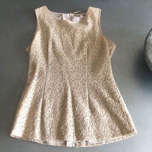 Banana Republic Cream Lace Sleeveless Blouse